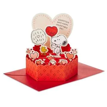Hallmark Paper Wonder Mini Valentine's Day Card - 3D Red Snoopy & Woodstock Design
