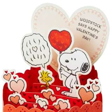 Hallmark Paper Wonder Mini Valentine's Day Card - 3D Red Snoopy & Woodstock Design