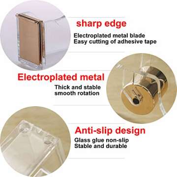 KIDMEN Rose Gold Acrylic Tape Dispenser for Office Use