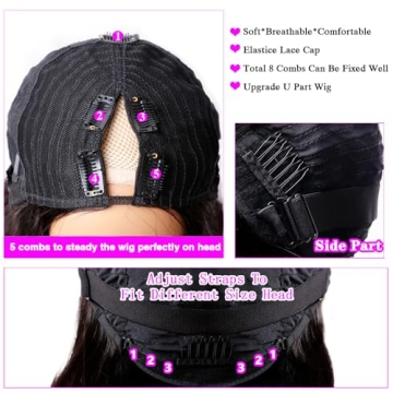 Xagujpo V Part Wig Human Hair Body Wave Wigs for Women