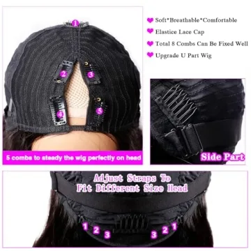 Xagujpo V Part Wig Human Hair Body Wave Wigs for Women