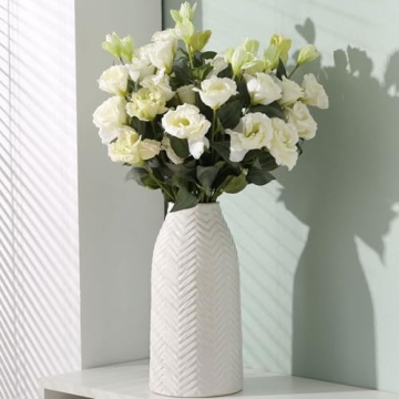 Hjn White Ceramic Flower Vase for Home Decor - Elegant Centerpiece