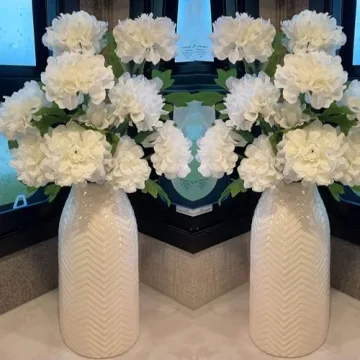 Hjn White Ceramic Flower Vase for Home Decor - Elegant Centerpiece