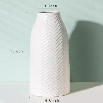 Hjn White Ceramic Flower Vase for Home Decor - Elegant Centerpiece