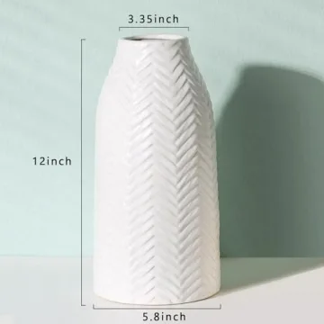 Hjn White Ceramic Flower Vase for Home Decor - Elegant Centerpiece