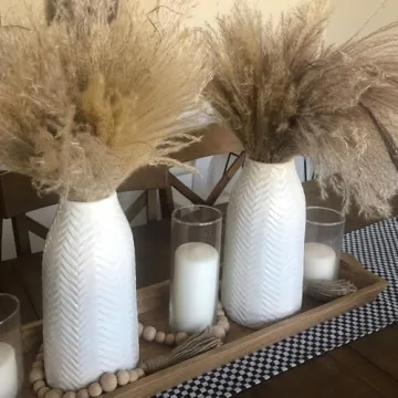 Hjn White Ceramic Flower Vase for Home Decor - Elegant Centerpiece