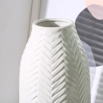 Hjn White Ceramic Flower Vase for Home Decor - Elegant Centerpiece