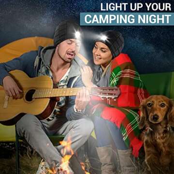 Stocking Stuffers for Men Beanie Hat with Light - Christmas Birthday Gifts for Men LED Headlamp Hats Winter Cap Gifts for Dad Women Husband Boyfriend Him Teen Rechargeable Flashlight Knit Lighted Hat