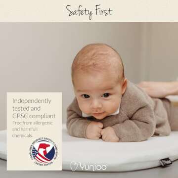 Yunioo Foldable Baby Changing Pad. Moses Basket or Oval Bassinet Mattress Pad with Ultra Soft Cover. Replacement Diaper Changing Station Mattress. Changing Table Topper for Dresser. 31” x 16”