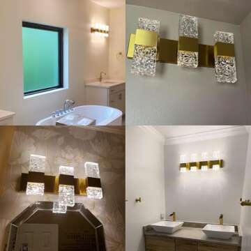 Dimmable OYLYW Gold Crystal Bathroom Vanity Light