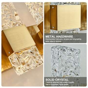 Dimmable OYLYW Gold Crystal Bathroom Vanity Light