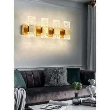 Dimmable OYLYW Gold Crystal Bathroom Vanity Light