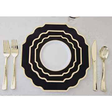 OCCASIONS 50 Plates Pack-Heavyweight Wedding Party Disposable Plastic Plate Set