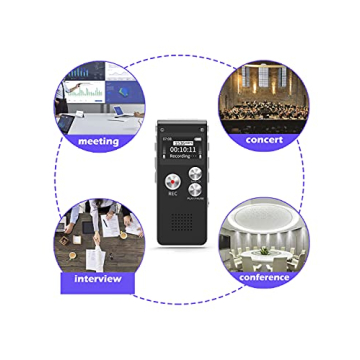 Digital Voice Recorder 16GB Voice Recorder with Playback for Lectures - USB Rechargeable Dictaphone Upgraded Small Tape Recorder Device