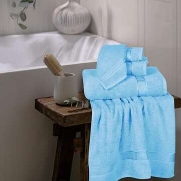 Belizzi Home Ultra Soft 6 Pack Cotton Towel Set, Contains 2 Bath Towels 28x55 inch, 2 Hand Towels 16x24 inch & 2 Wash Coths 12x12 inch, Ideal for Everyday use, Compact & Lightweight - Sky Blue