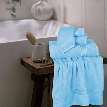 Belizzi Home Ultra Soft 6 Pack Cotton Towel Set, Contains 2 Bath Towels 28x55 inch, 2 Hand Towels 16x24 inch & 2 Wash Coths 12x12 inch, Ideal for Everyday use, Compact & Lightweight - Sky Blue