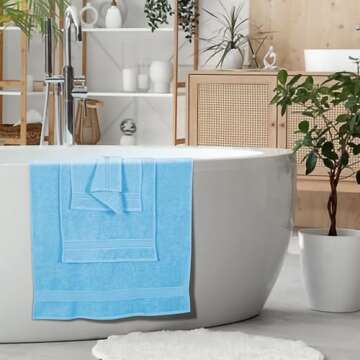 Belizzi Home Ultra Soft 6 Pack Cotton Towel Set, Contains 2 Bath Towels 28x55 inch, 2 Hand Towels 16x24 inch & 2 Wash Coths 12x12 inch, Ideal for Everyday use, Compact & Lightweight - Sky Blue