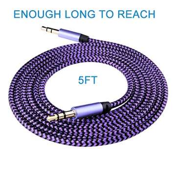 AILKIN AUX Cord for Car, 2 Pack 3.5mm Auxiliary Audio Cable, Braided Stereo AUX Chords Compatible Headphone Car, iPhone, iPod, iPad, Samsung Galaxy, HTC, LG, Google Pixel, Tablet & More-5Feet/1.5M