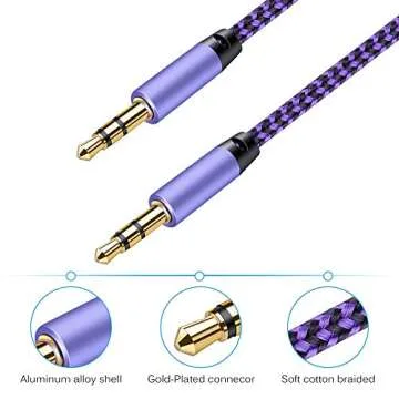 AILKIN AUX Cord for Car, 2 Pack 3.5mm Auxiliary Audio Cable, Braided Stereo AUX Chords Compatible Headphone Car, iPhone, iPod, iPad, Samsung Galaxy, HTC, LG, Google Pixel, Tablet & More-5Feet/1.5M
