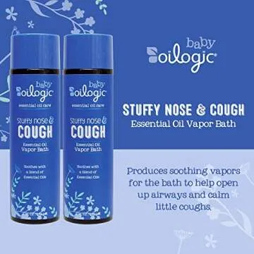 Oilogic Stuffy Nose and Cough Vapor Bath for Babies & Toddlers, Essential Oil Breathe Blend - Naturally Soothes with 100% Pure Lavandin, Orange, Eucalyptus Oil & More - 266ml (9 fl oz, 2-Pack)