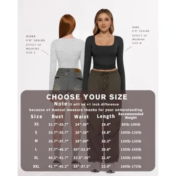 MANGOPOP Stylish Square Neck Long Sleeve Crop Top