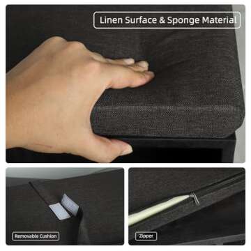 NUNU LAB Shoe Storage Bench, Shoe Bench with Removable Cushion, Storage Entryway Bench with 10 Cubbies, Space Saving Shoe Rack with Bench, 41 x 12 x 16.75 Inches, Black Shoe Bench