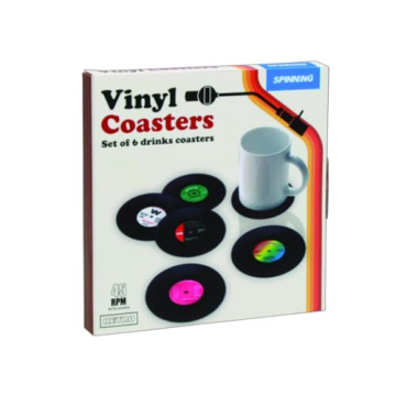 Gift Republic Retro Vinyl Coasters - Cool Drinks Coasters & Ideal Gift!