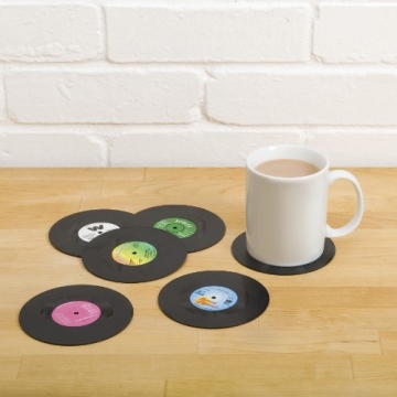 Gift Republic Retro Vinyl Coasters for Music Lovers