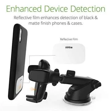 iOttie Auto Sense Qi Wireless Car Charger - Automatic Clamping Dashboard Phone Mount with Wireless Charging for Google Pixel, iPhone, Samsung Galaxy, Huawei, LG, and other Smartphones.