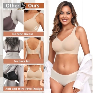 PoseFree Wireless Push Up Bra Full Support for Women