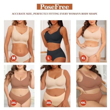 PoseFree Wireless Push Up Bra Full Support for Women