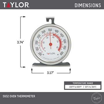 Taylor 5932 Large Dial Oven Thermometer for Accurate Baking