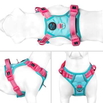 PHOEPET No Pull Dog Harness, Unique Colors Reflective Adjustable Dog Vest, with Soft Training Handle...