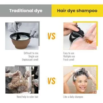 KINGMING Black Hair Dye Shampoo 3 in 1 for Gray Hair, Hair Color Shampoo for Women Men Grey Hair Coverage, Herbal Ingredients Champu Con Tinte Para Canas 500ml (Black).