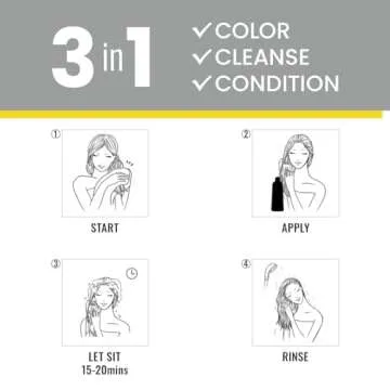 KINGMING Black Hair Dye Shampoo 3 in 1 for Gray Hair, Hair Color Shampoo for Women Men Grey Hair Coverage, Herbal Ingredients Champu Con Tinte Para Canas 500ml (Black).