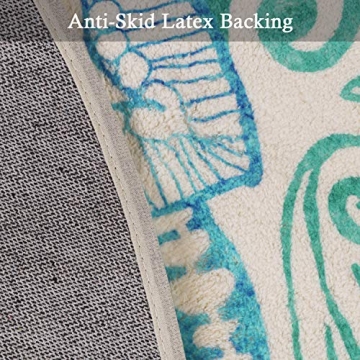 LEEVAN Faux Wool Area Rug - Soft Round Blue Elegance