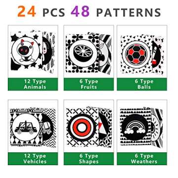 Black and White Soft Flash Cards,Nontoxic Fabric Baby Cloth Activity Crinkle with Storage Bag for Infants Boys and Girls Early Educational Toys Perfect for Baby Shower