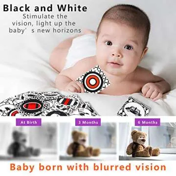 Black and White Soft Flash Cards,Nontoxic Fabric Baby Cloth Activity Crinkle with Storage Bag for Infants Boys and Girls Early Educational Toys Perfect for Baby Shower