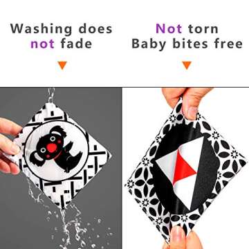 Black and White Soft Flash Cards,Nontoxic Fabric Baby Cloth Activity Crinkle with Storage Bag for Infants Boys and Girls Early Educational Toys Perfect for Baby Shower