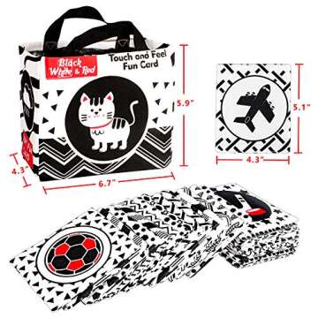 Black and White Soft Flash Cards,Nontoxic Fabric Baby Cloth Activity Crinkle with Storage Bag for Infants Boys and Girls Early Educational Toys Perfect for Baby Shower