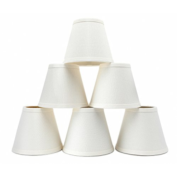 Small Lamp Shade Set of 6 Chandelier Shades 3" X 6" X 5" White Linen Lampshade Clip-On Bulb