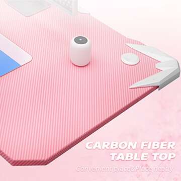 Homall Gaming Desk with Carbon Fiber Surface and Accessories