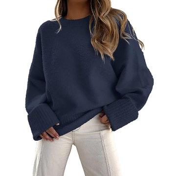 LOGENE Women's Oversized Sweater Crewneck Long Sleeve Soft Fuzzy Knit Pullover Sweaters 2024 Winter ...