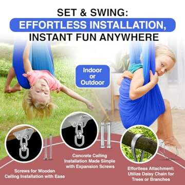 Savoiz - Therapy Swing for Kids - Durable, Adjustable & Easy Install - Suitable for Indoor/Outdoor Use - Soothing for Sensory Processing Disorder & Special Needs - Blue