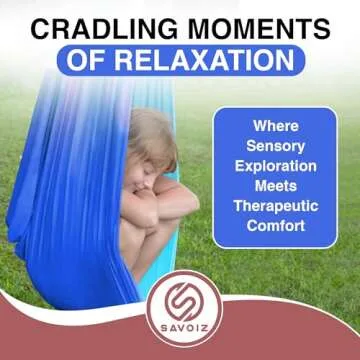 Savoiz - Therapy Swing for Kids - Durable, Adjustable & Easy Install - Suitable for Indoor/Outdoor Use - Soothing for Sensory Processing Disorder & Special Needs - Blue