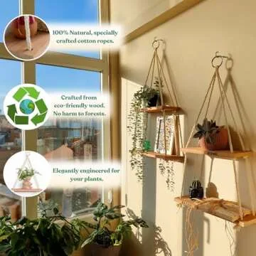 Chic Wooden Hanging Shelves for Boho Decor at Home