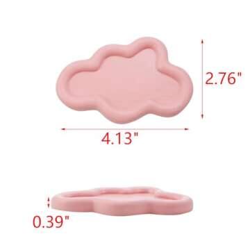 MY MIRONEY 4.13" x 2.76" Resin Jewelry Tray Cloud Shape Decorative Plate Pink Trinket Dish Trays Key...