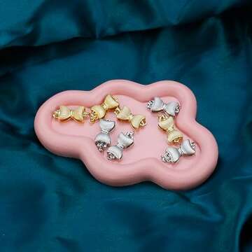 MY MIRONEY 4.13" x 2.76" Resin Jewelry Tray Cloud Shape Decorative Plate Pink Trinket Dish Trays Key Ring Holder for Jewelry Wedding Engagement Photo Props Ornaments