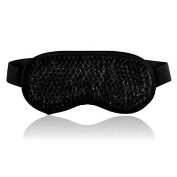 Sleeping Weighted Eye Mask for Woman Man Reusable Gel Beads Ice Pack with Soft Plush Backing Hot Cold Therapy Eye Pillow for Puffy Eyes, Dark Circles, Headaches, Migraines, Stress Relief - Black