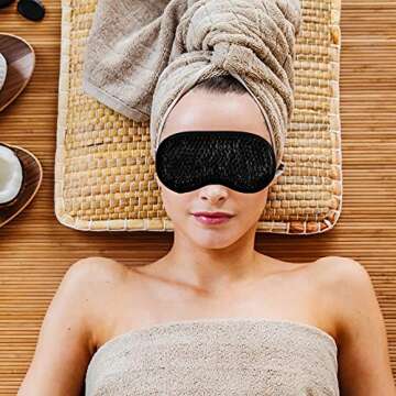 Sleeping Weighted Eye Mask for Woman Man Reusable Gel Beads Ice Pack with Soft Plush Backing Hot Cold Therapy Eye Pillow for Puffy Eyes, Dark Circles, Headaches, Migraines, Stress Relief - Black